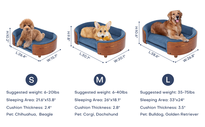 Scandinavian Style Elevated Dog Bed Pet Sofa With Solid Wood Legs