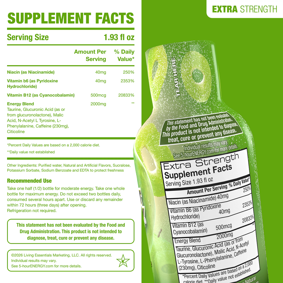 5-hour Energy Sour Apple Flavor Extra Strength 5-hour ENERGY Shots