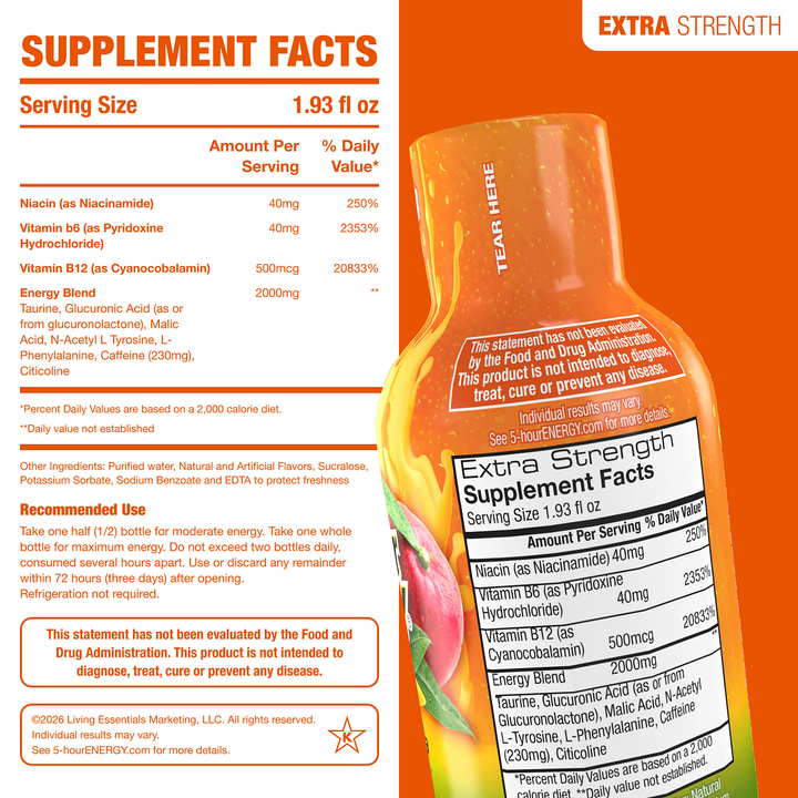 5-hour Energy Peach Mango Flavor Extra Strength 5-hour ENERGY Shots