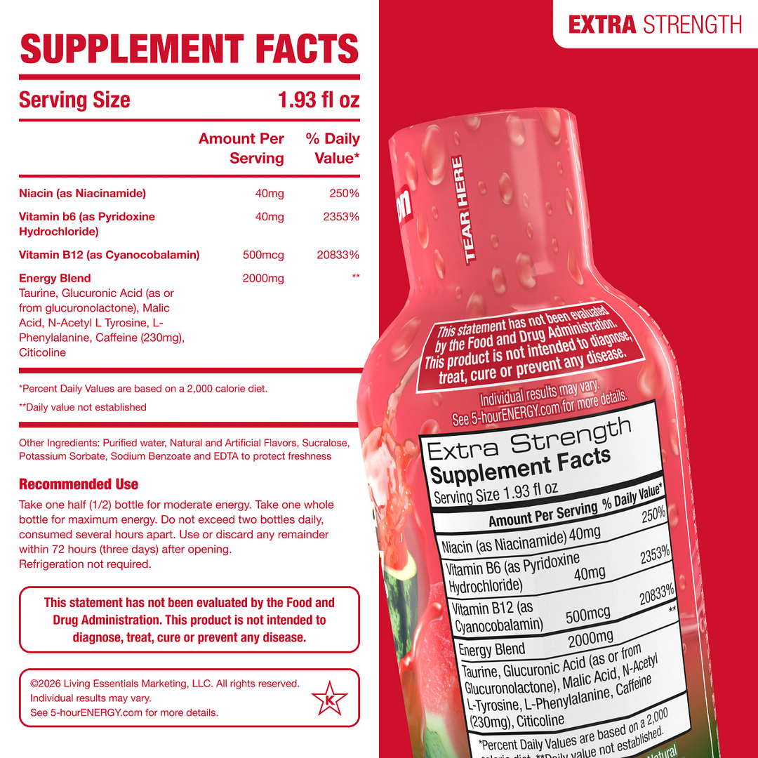 5-hour Energy Watermelon Flavor Extra Strength 5-hour ENERGY Shots