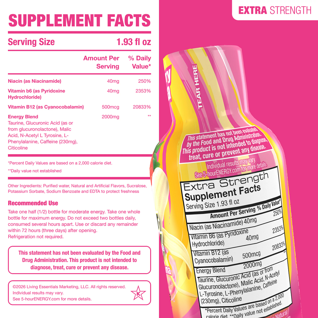 5-hour Energy Strawberry Banana Flavor Extra Strength 5-hour ENERGY Shots
