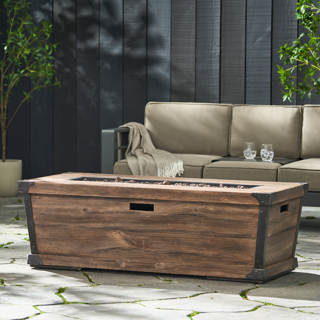 56" Outdoor Patio Rectangle Gas Burning MgO Fire Pit