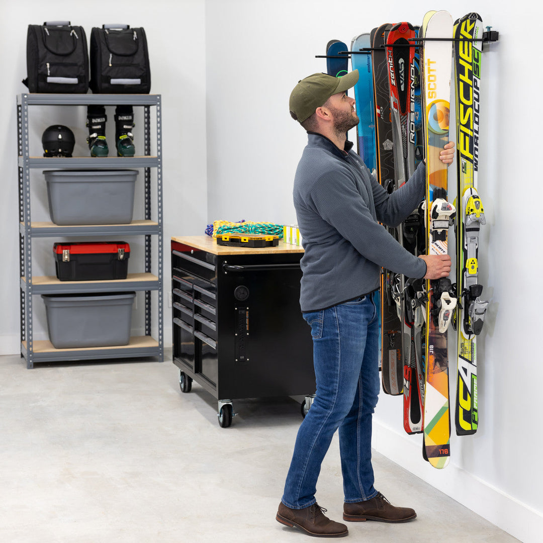 Adjustable Ski Rack for 10 Pairs - Optimal Wall Storage