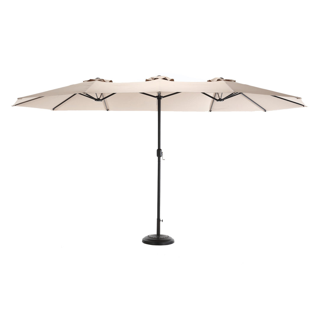 14.8 Ft Double Sided Outdoor Umbrella Rectangular Large with Crank khaki No Base