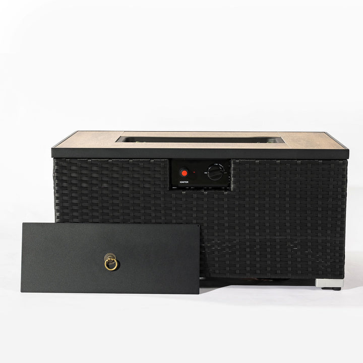 32" Propane Gas Fire Pit Table with Propane Tank Cover - Dark Gray