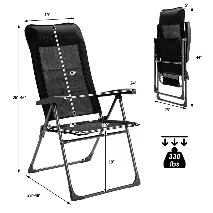 2 Pcs Portable Patio Folding Dining Chairs Setup