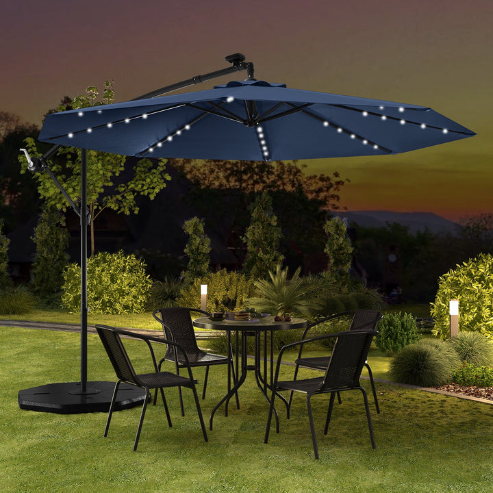 10 Feet Solar LED Offset Umbrella for Patio with 40 Lights