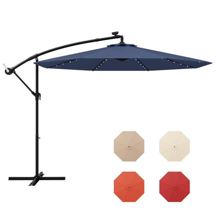 10 Feet Solar LED Offset Umbrella for Patio with 40 Lights