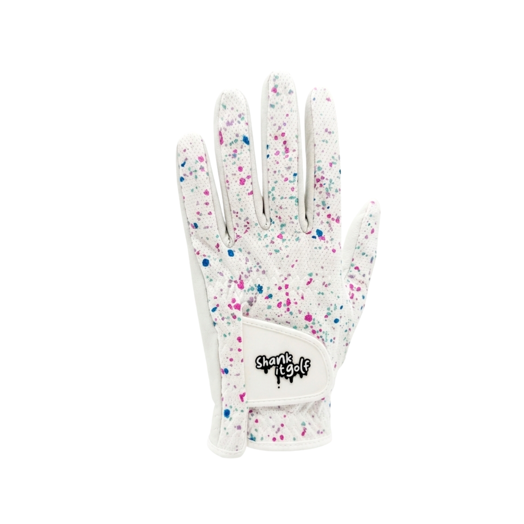 Shank it Golf White Paint Splatter Golf Glove
