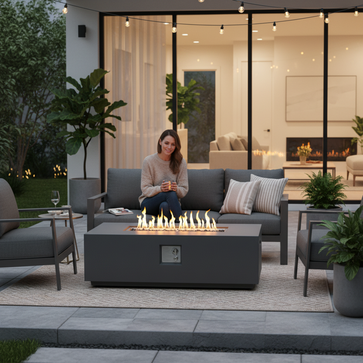 Volon Modern Rectangular Fire Pit Table