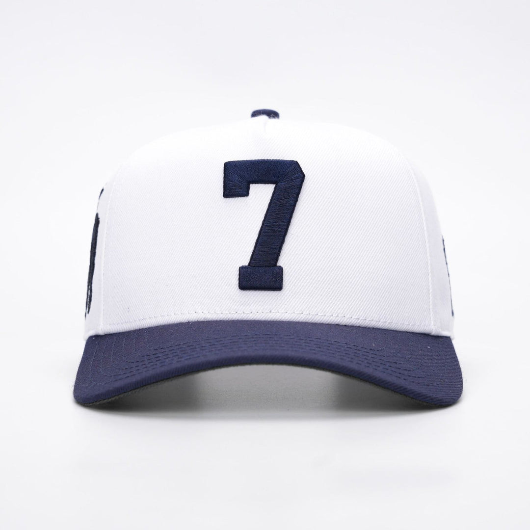 ‘7’ Premium Wool Blend SnapBack - White/Navy