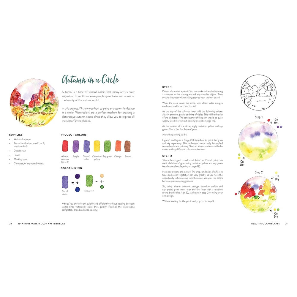 15-Minute Watercolor Masterpieces: Create Frame-Worthy Art in Just a Few Simple Steps Spiral Bound