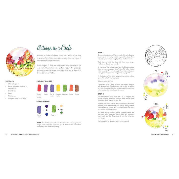 15-Minute Watercolor Masterpieces: Create Frame-Worthy Art in Just a Few Simple Steps Spiral Bound