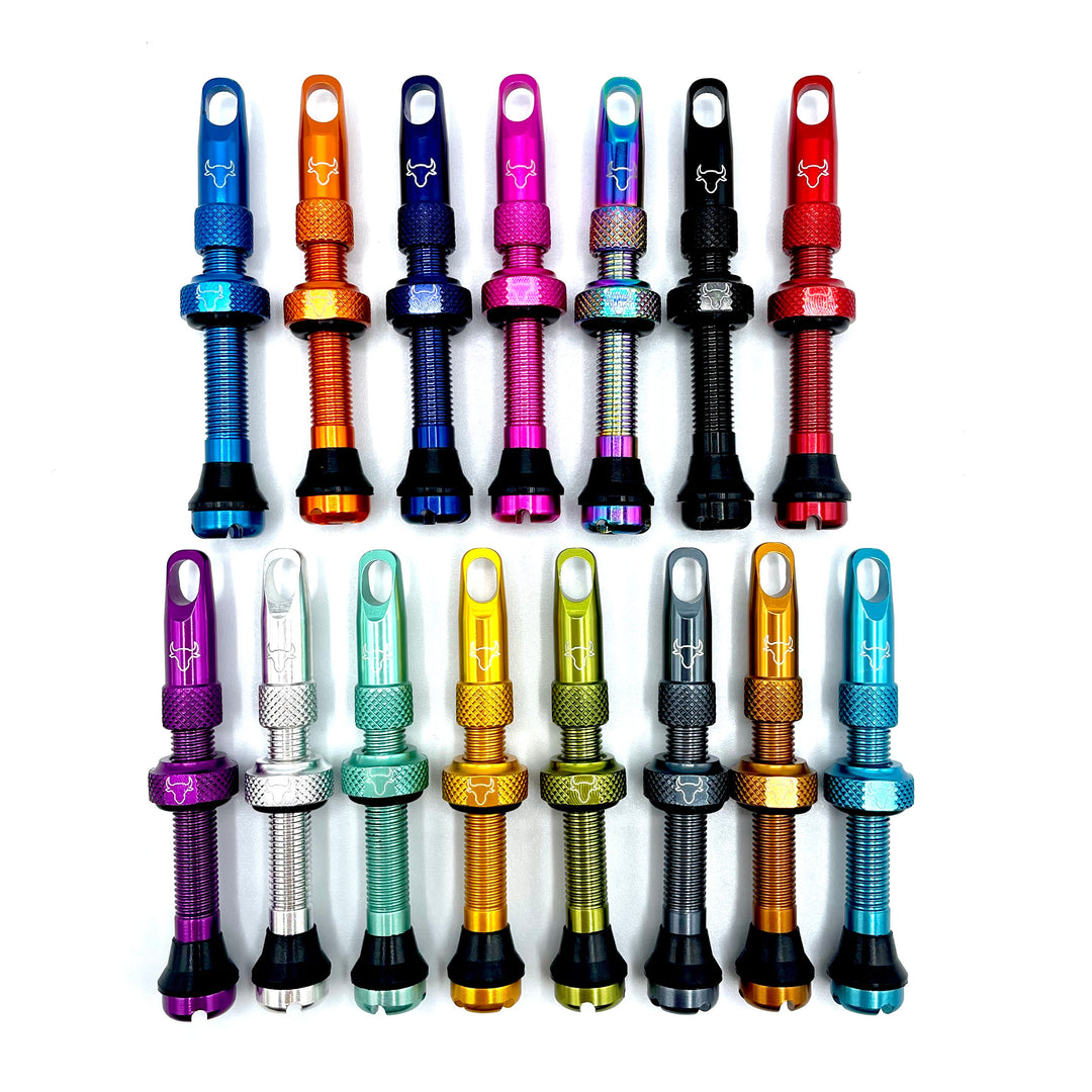 Hold Fast 42mm Insert Compatible Tubeless Valves in 16 Colors