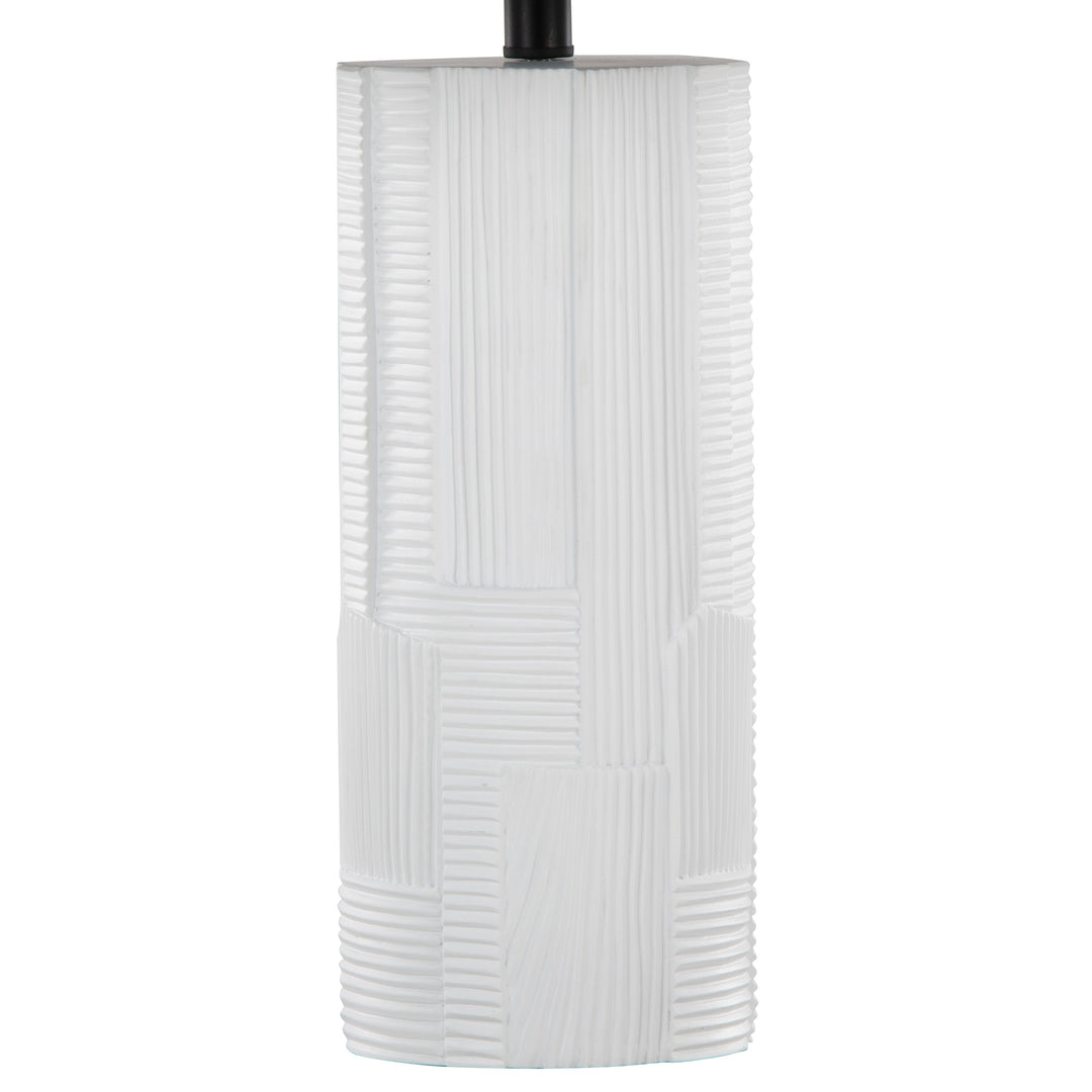 Petra 26" Contemporary Polyresin Table Lamp in Cream and Black - Set of 2