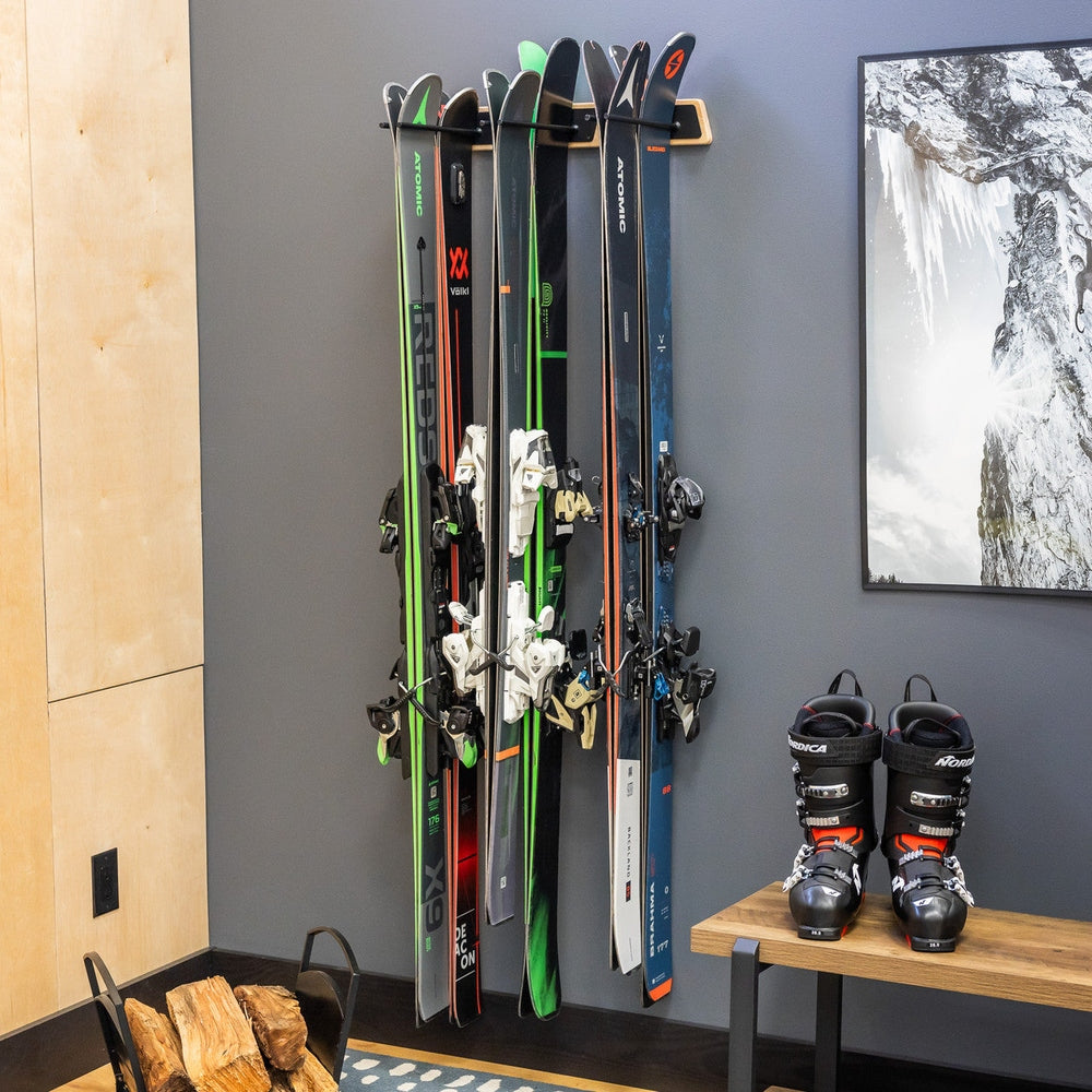 BLAT Wood Ski Storage Rack for 6 Pairs of Skis