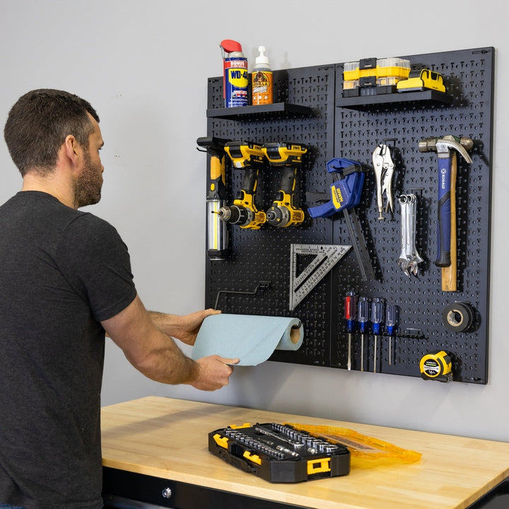 34" x 32" Pegboard with 13 Attachments for Tools