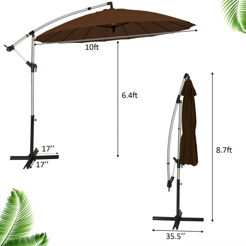 10 Feet Patio Offset Umbrella for Poolside and Garden