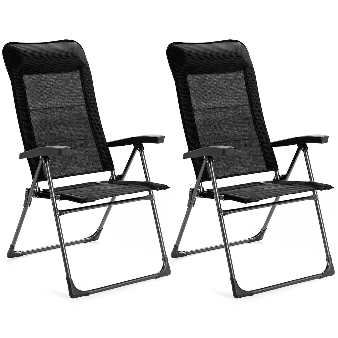 2 Pcs Portable Patio Folding Dining Chairs Setup