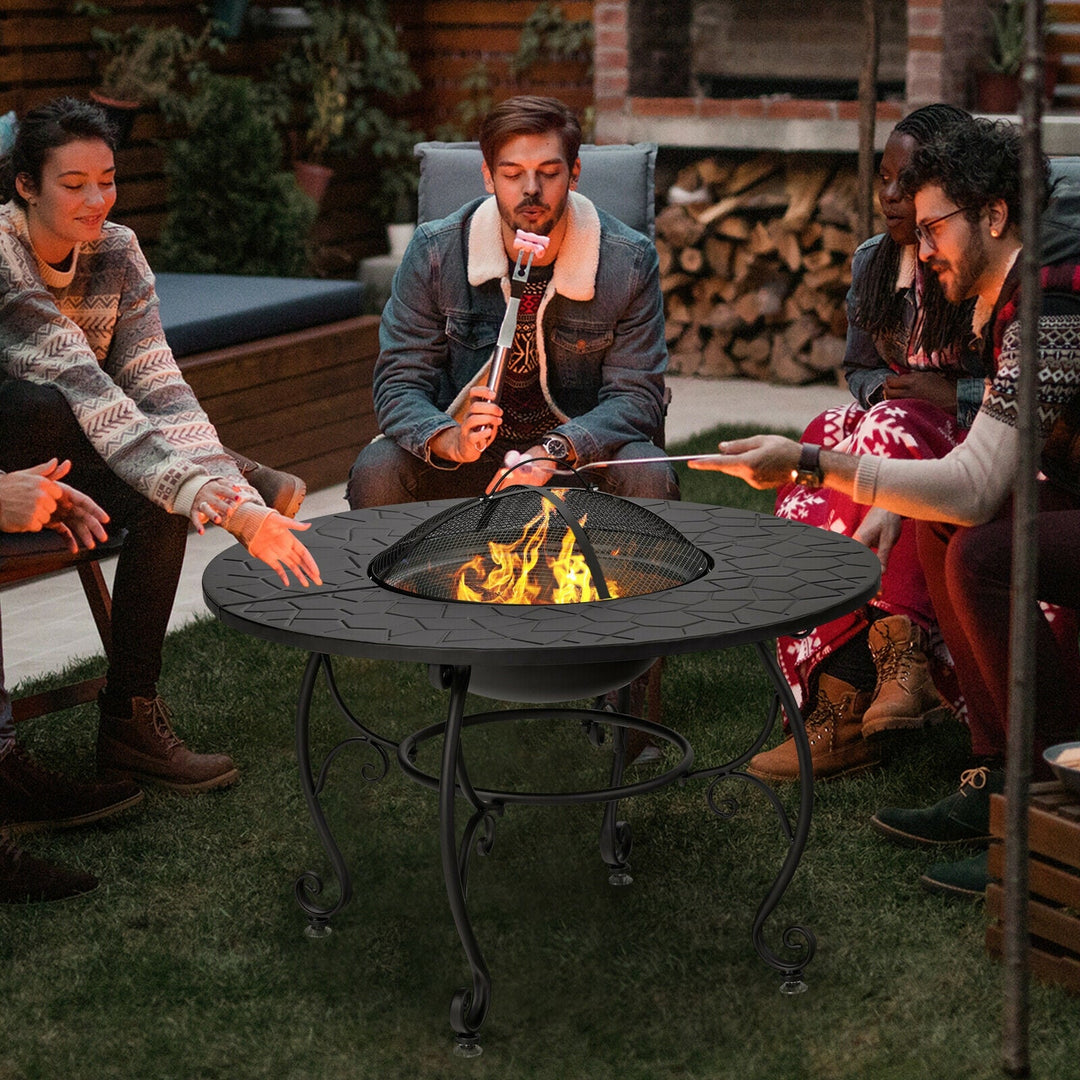Patio Fire Pit Dining Table with Cooking BBQ Grate