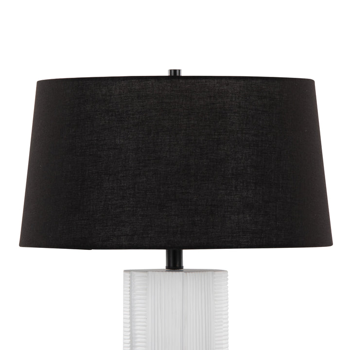 Petra 26" Contemporary Polyresin Table Lamp in Cream and Black - Set of 2