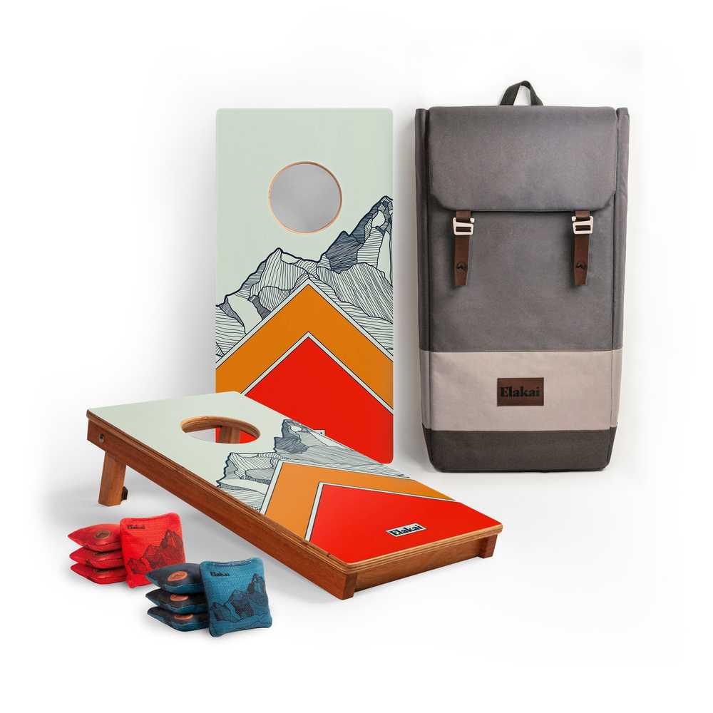 Graphic Wood Travel Cornhole Set | Modern Angle Collection