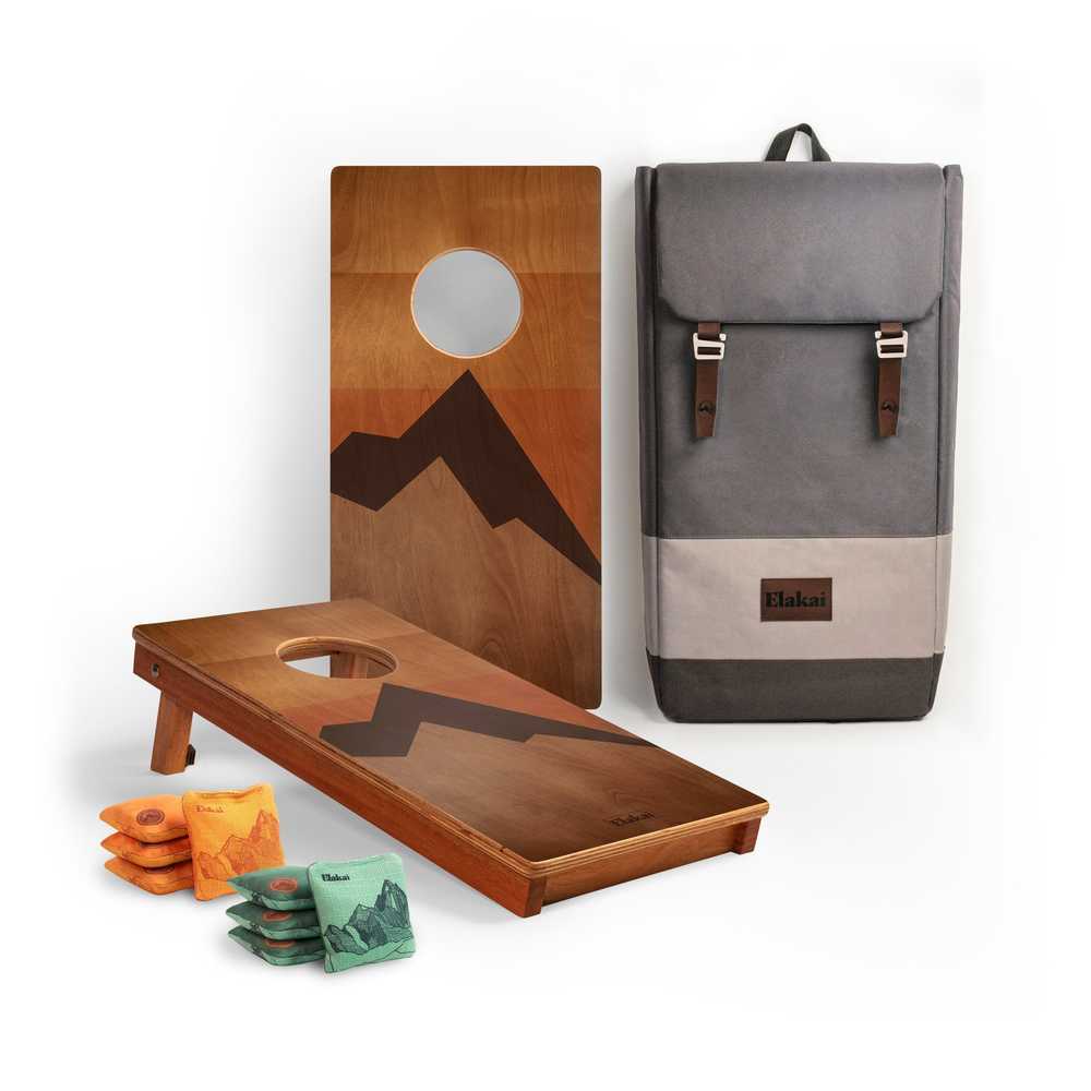 Graphic Wood Travel Cornhole Set | Modern Angle Collection