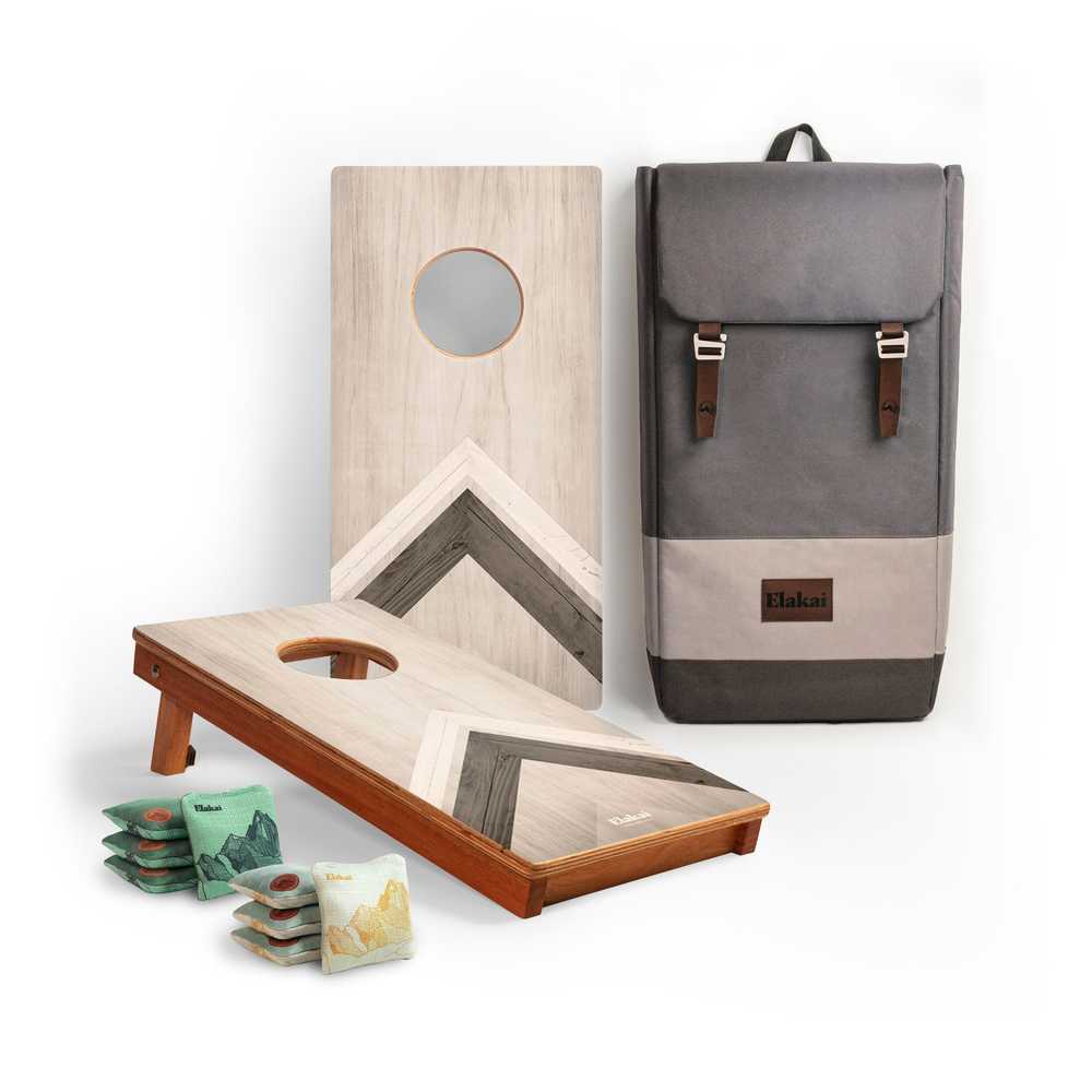 Graphic Wood Travel Cornhole Set | Modern Angle Collection