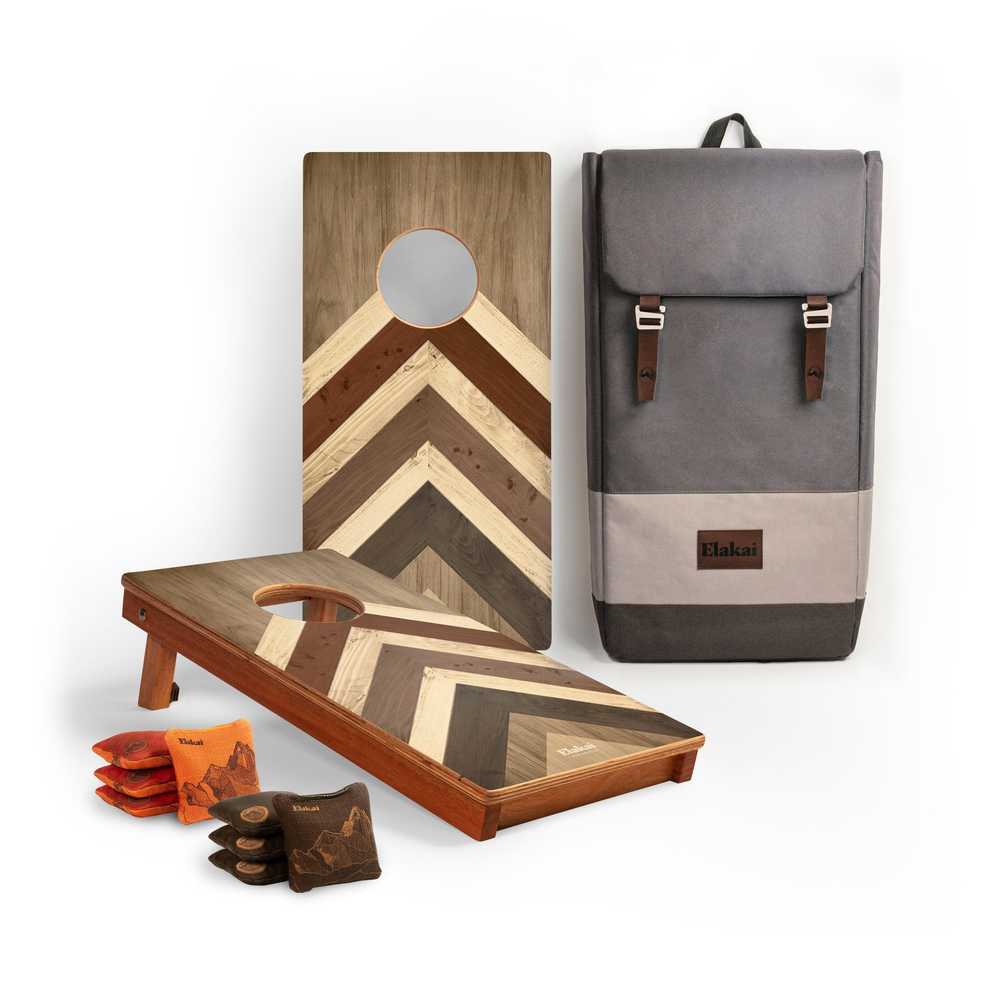 Graphic Wood Travel Cornhole Set | Modern Angle Collection