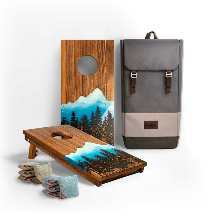 Travel Cornhole Set - 1ft x 2ft Resin & Wood Boards