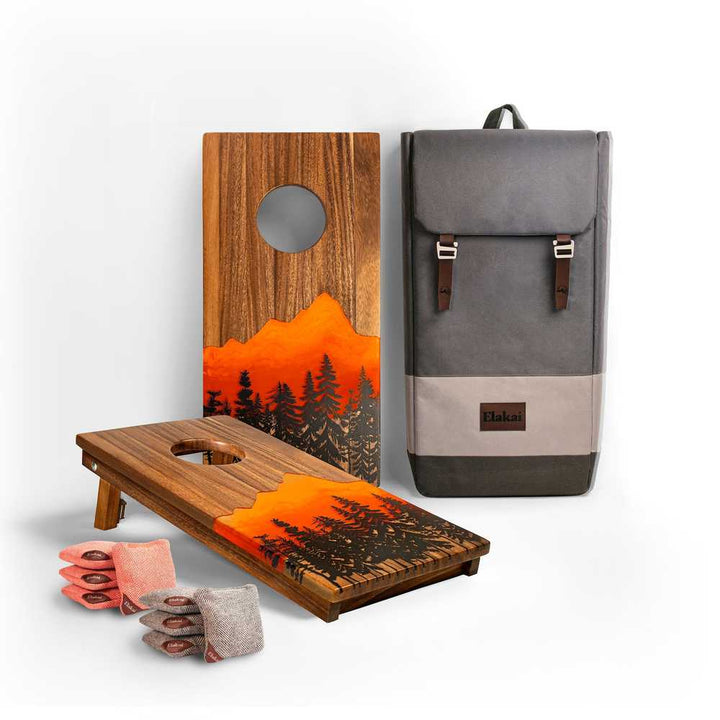 Travel Cornhole Set - 1ft x 2ft Resin & Wood Boards