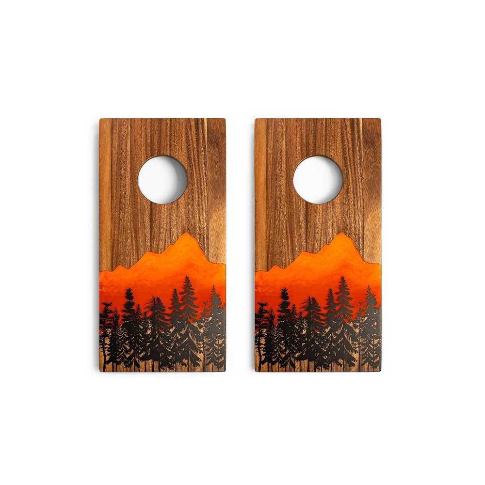 Travel Cornhole Set - 1ft x 2ft Resin & Wood Boards