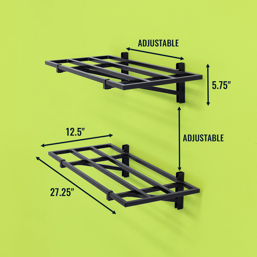 1' x 2' Garage Wall Mount Shelves - 2 Pack | Black