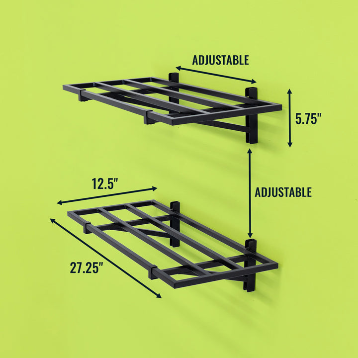 1' x 2' Garage Wall Mount Shelves - 2 Pack | Black