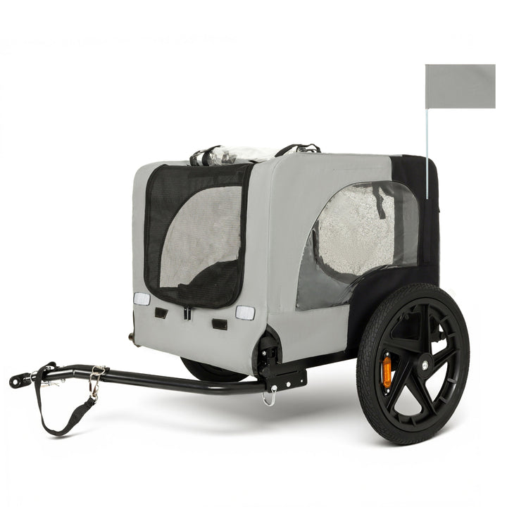 Outdoor Heavy Duty Collapsible Pet Bike Trailer with 16-Inch All-Terrain Wheels