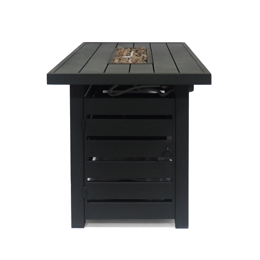 Rectangular Iron Fire Pit - 30,000 BTU - Tank Cover Inside