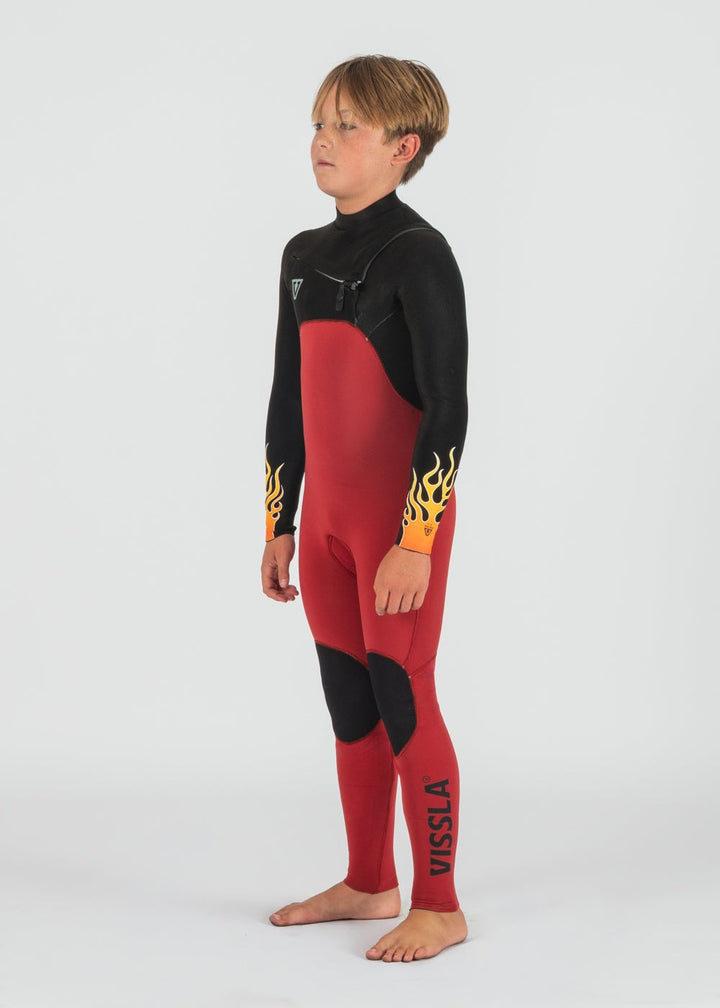 High Seas Boys Fire 3-2 Full Chest Zip Wetsuit