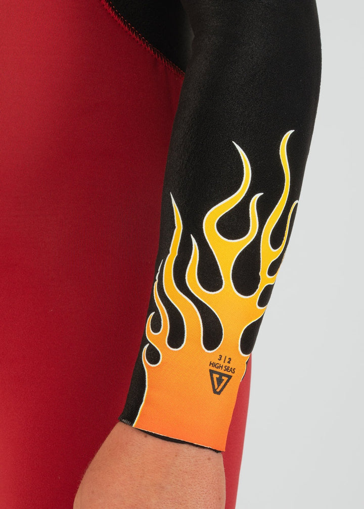 High Seas Boys Fire 3-2 Full Chest Zip Wetsuit