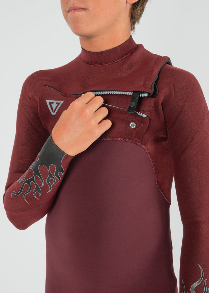 High Seas Boys Fire 3-2 Full Chest Zip Wetsuit