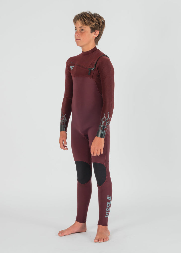 High Seas Boys Fire 3-2 Full Chest Zip Wetsuit