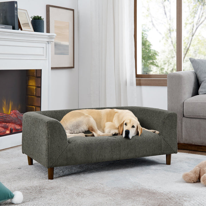 Modern Rectangular Pet Sofa with Backrest and Armrests