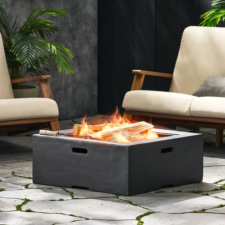 29 Inch Square Wood-Burning Fire Pit for Outdoor Spaces