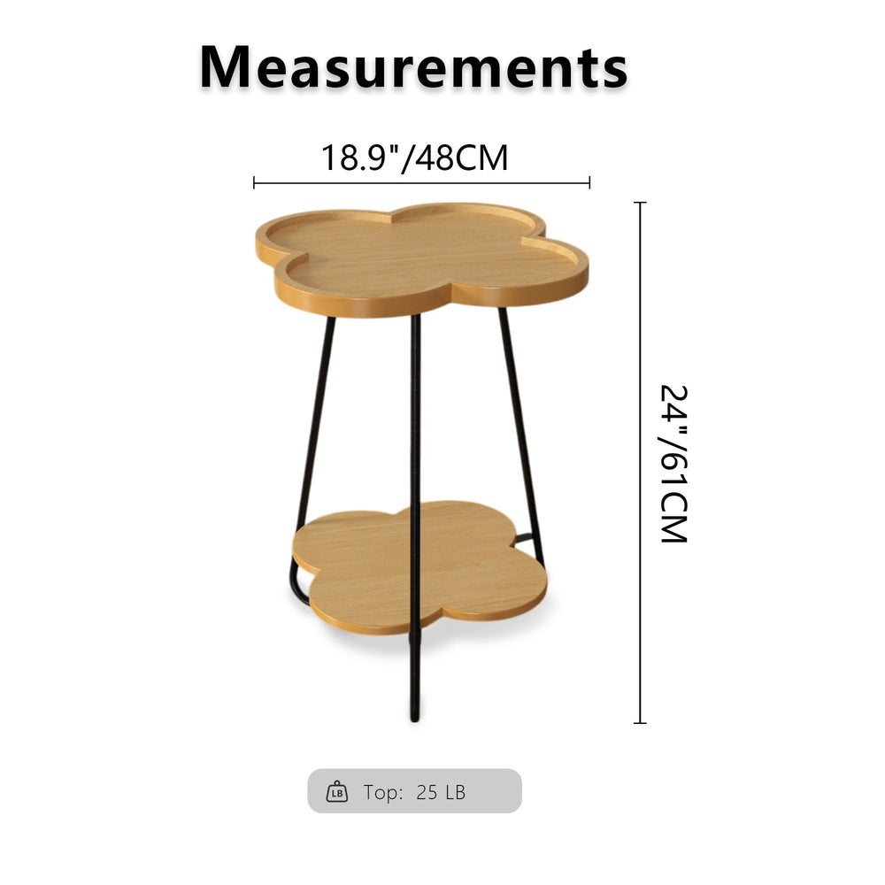 Petal Shape Accent Side Table - Acacia Wood