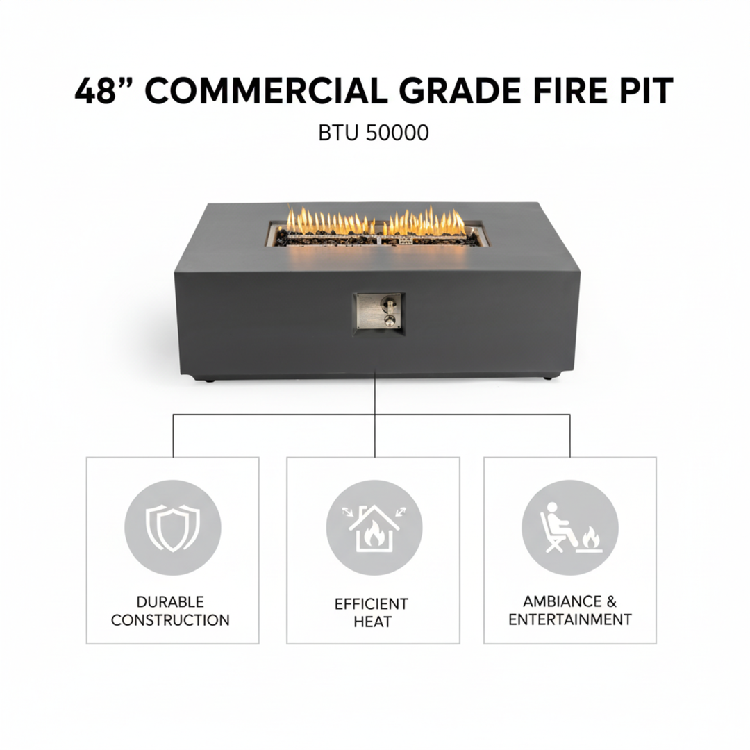 Volon Modern Rectangular Fire Pit Table