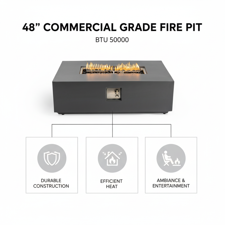 Volon Modern Rectangular Fire Pit Table