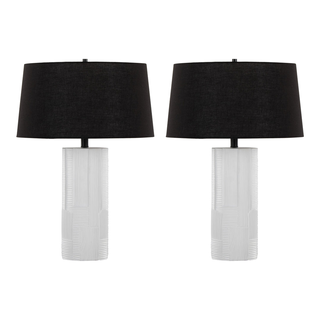 Petra 26" Contemporary Polyresin Table Lamp in Cream and Black - Set of 2