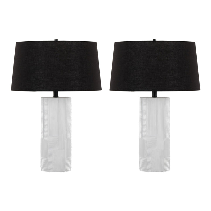 Petra 26" Contemporary Polyresin Table Lamp in Cream and Black - Set of 2