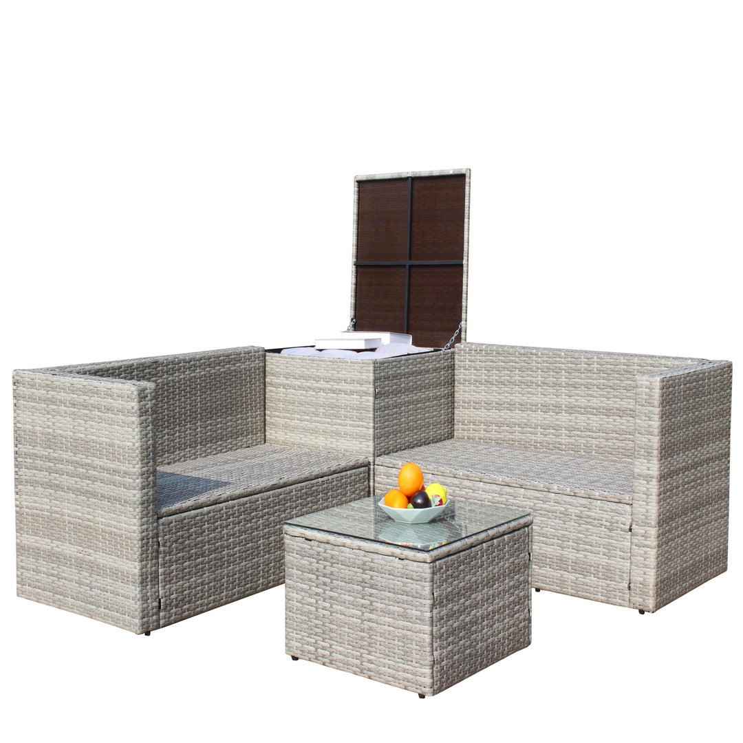 4 Piece Patio Sectional Wicker Rattan Sofa Set