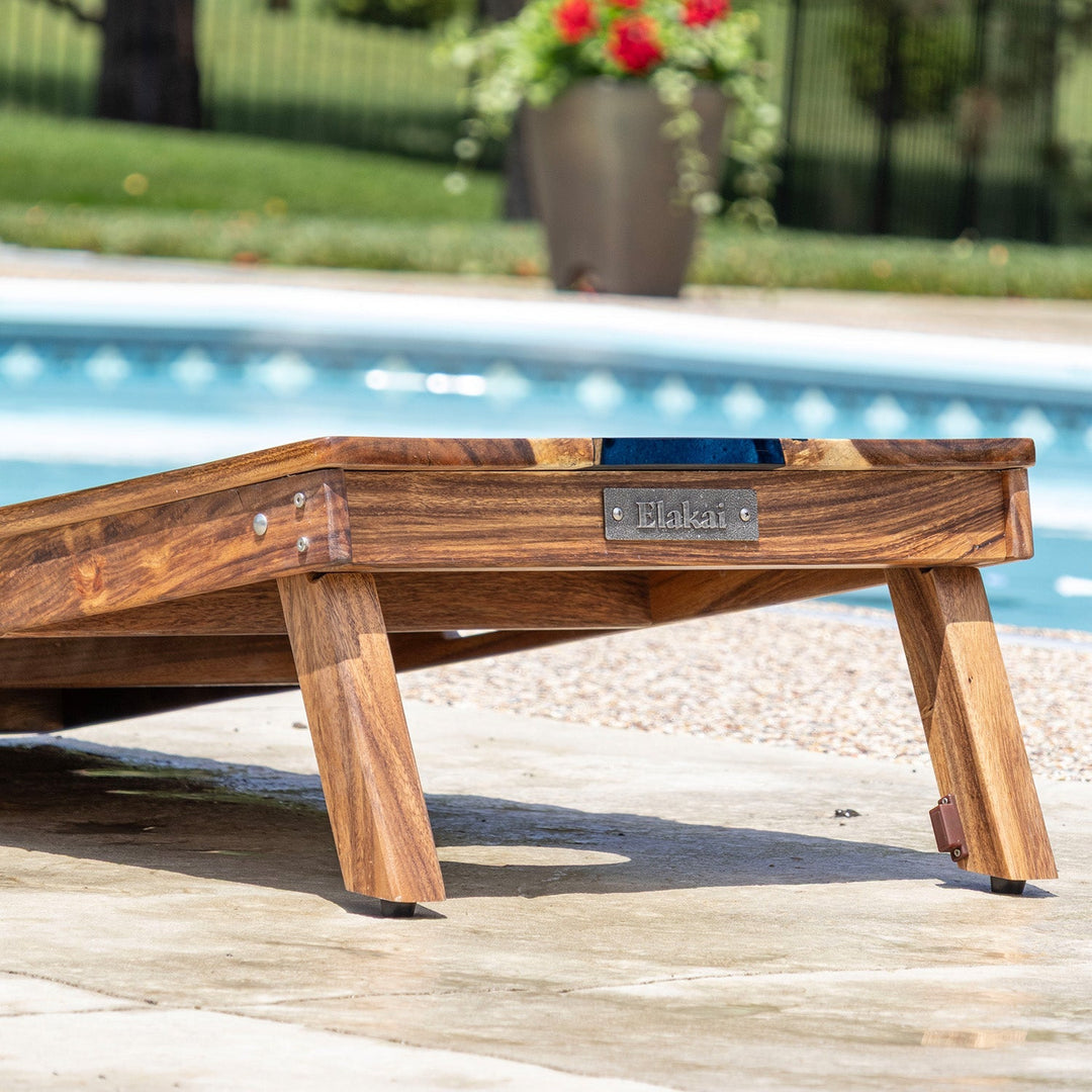 2ft x 4ft Resin & Wood Classic Cornhole Set | Live Edge River Collection
