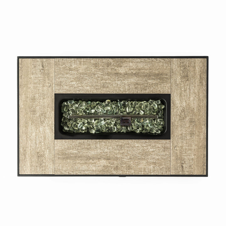 32' Propane Gas Fire Pit Table with Wicker Base and Propane Tank Cover